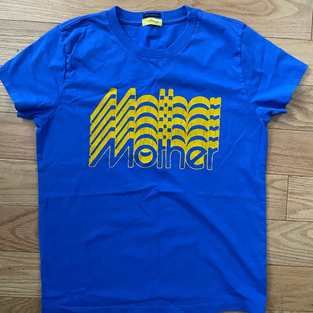 MOTHER Royal Blue Tee with Yellow Accents